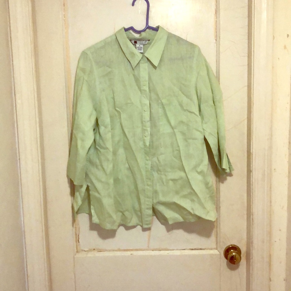 Lime green button down blouse